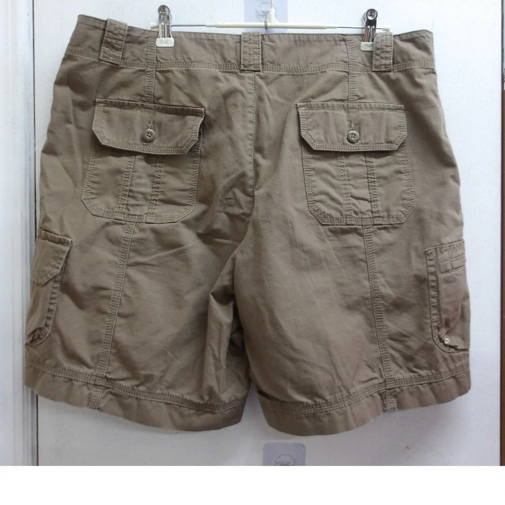 Eddie Bauer Cargo Shorts Womens 14 Olive Green Khaki Cotton Ripstop /#26521 - Picture 4 of 5